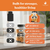 American Standard Supplements Vitamina D3 y K2, caja y cápsulas en mostrador, compra confiable.