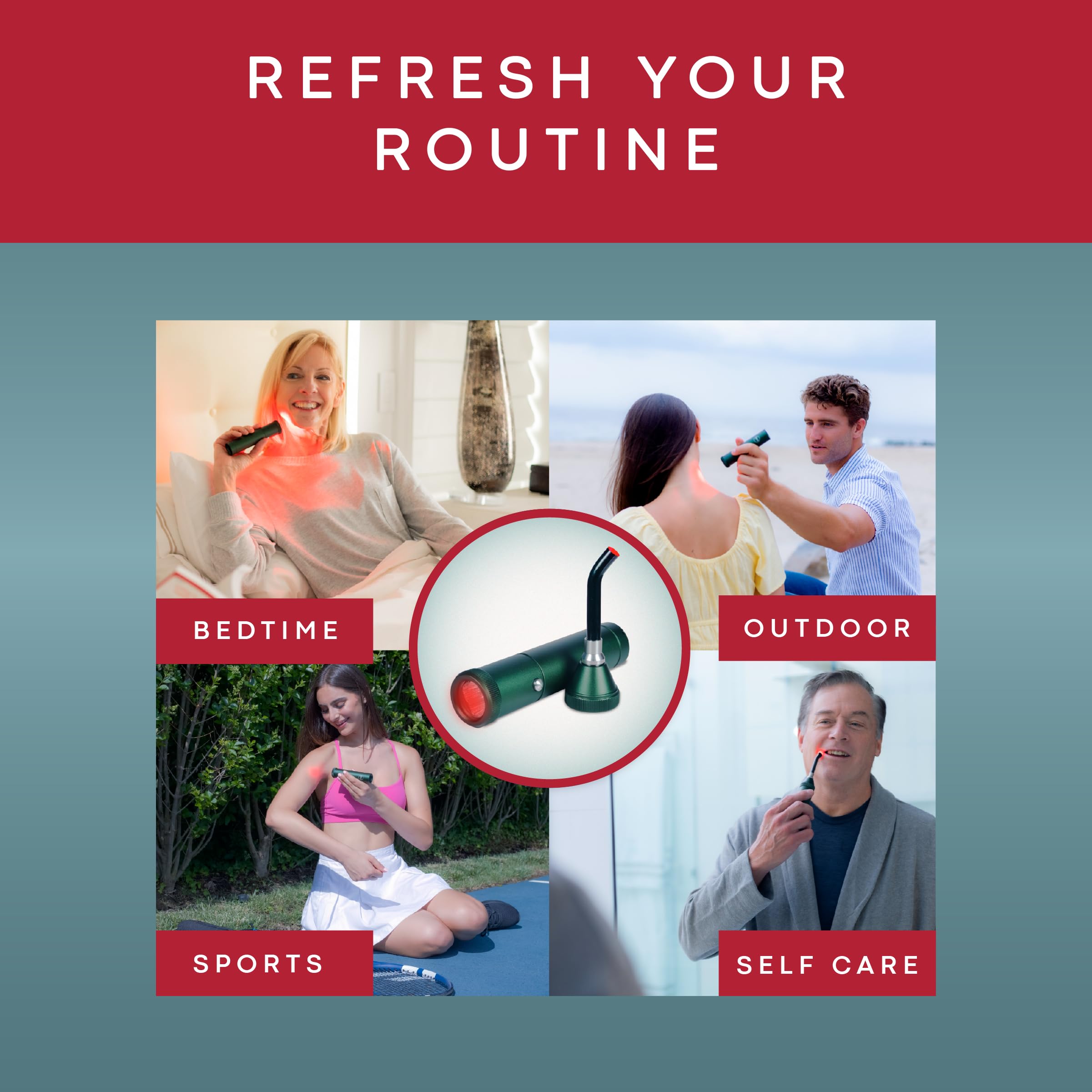 American Wellness Authority: varita de luz roja para manos, uso cómodo en casa.