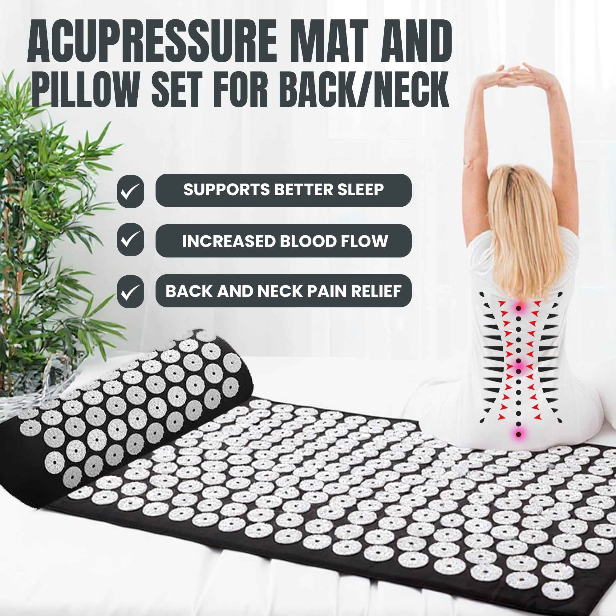 Almohada de acupresión American West Beauty para cuello cómodo y relajante.