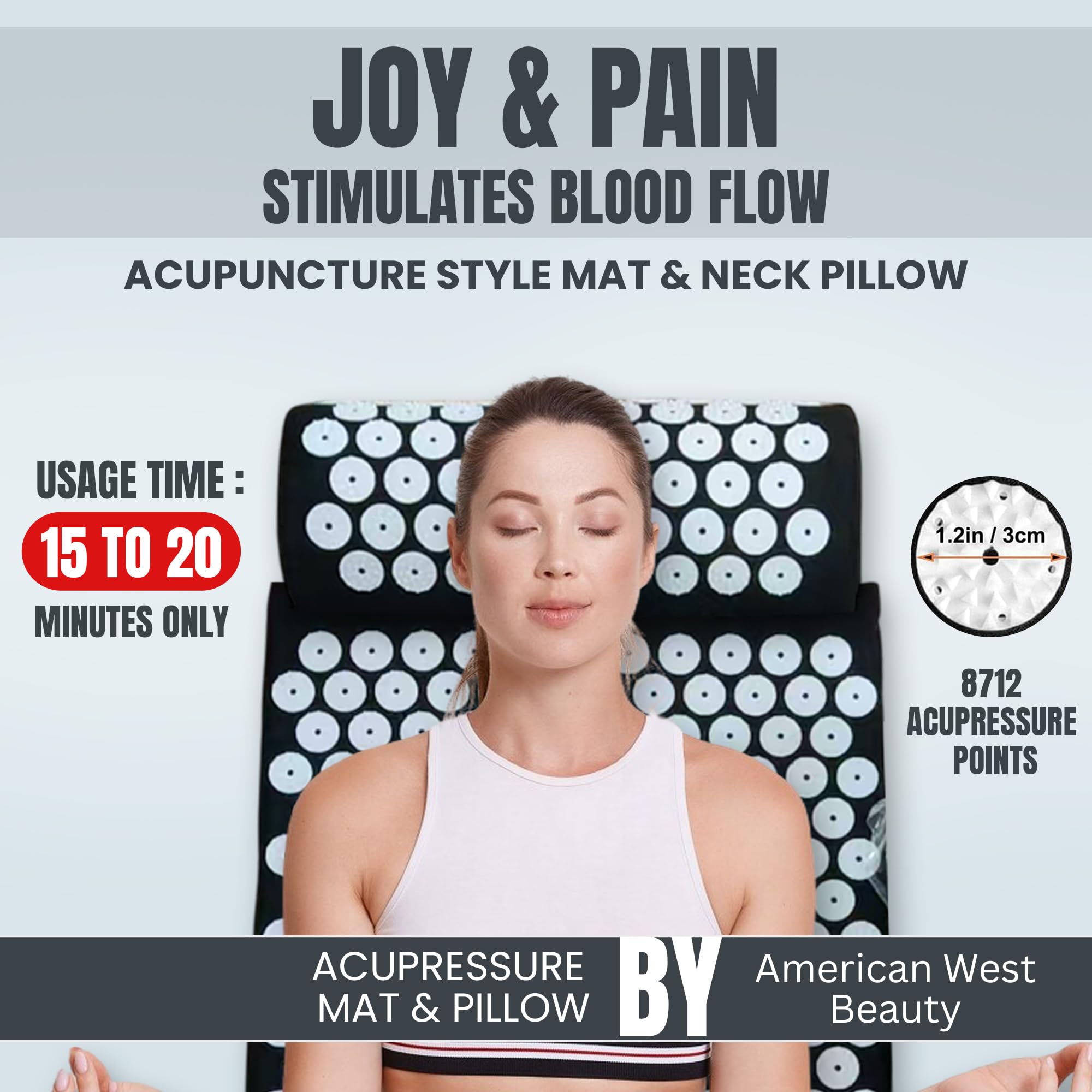 Relajación de cuerpo completo con la alfombra y almohada de acupresión.