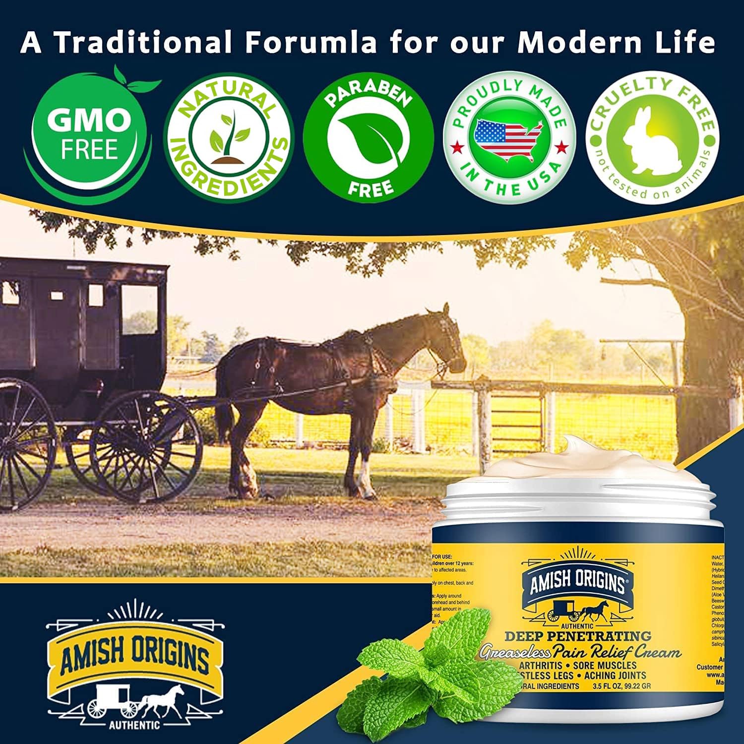 Amish Origins Crema textura sin grasa, uso diario