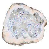 Geoda Amogeeli irregular de cristal titaniado, ideal para decoración de escritorio.