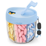 AMOOS dispensador de pastillas con siete compartimentos, ideal para organización diaria.