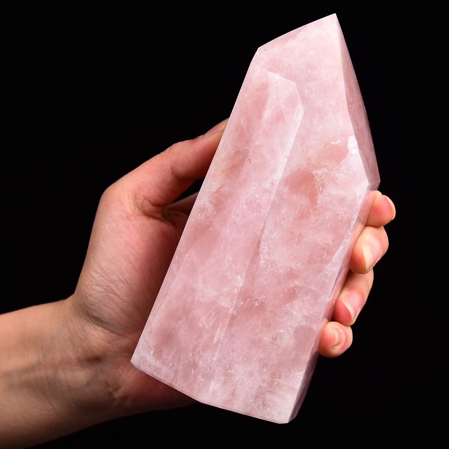 AMOYSTONE cristal cuarzo rosa para reiki y meditación, energía suave.