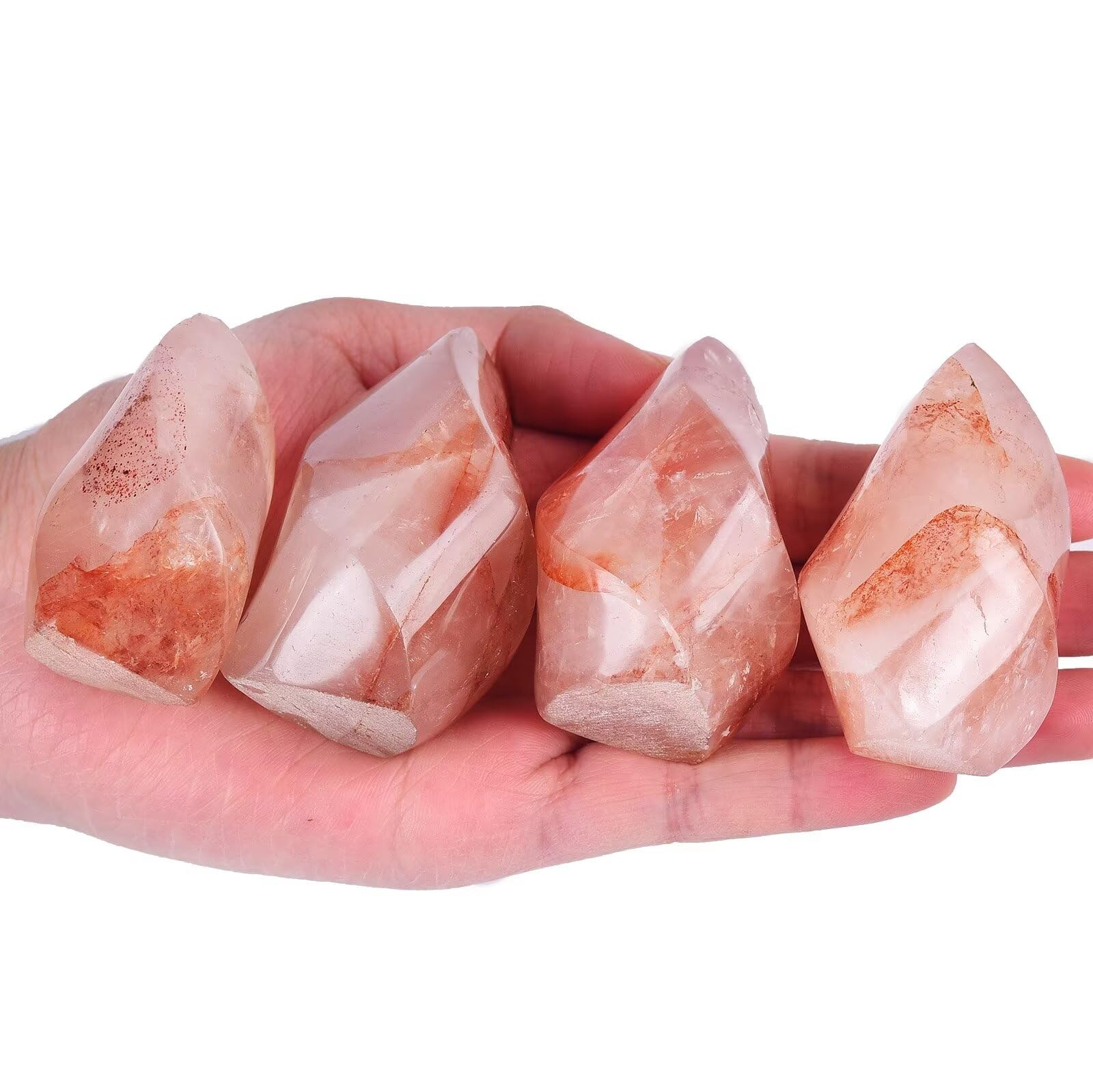 AMOYSTONE Cristal cuarzo hematoide rojo, aporta energía focalizada para prácticas espirituales.
