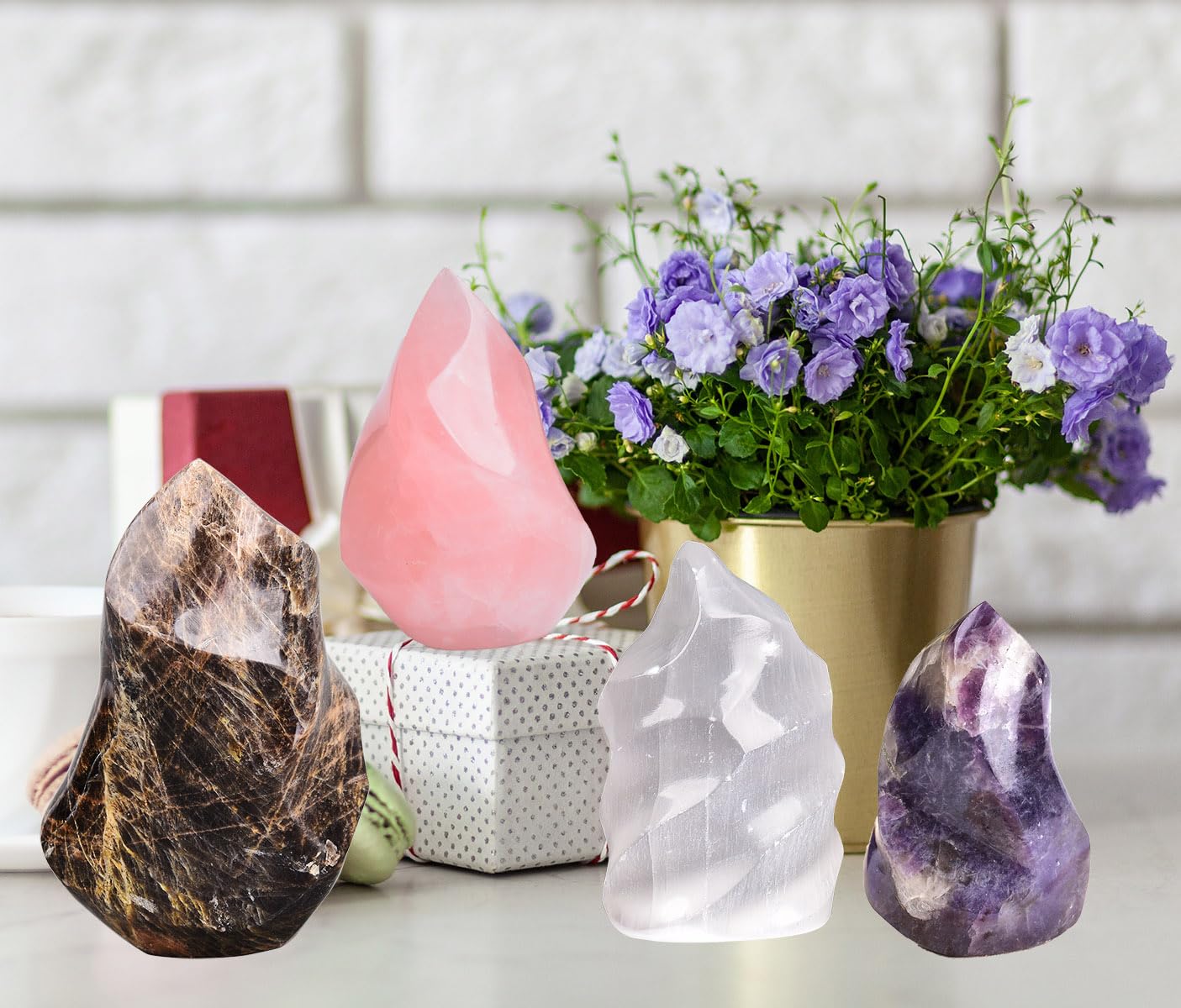 AMOYSTONE cuarzo rosa torre, regalo ideal para amantes de cristales.