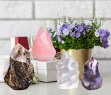 AMOYSTONE cuarzo rosa torre, regalo ideal para amantes de cristales.