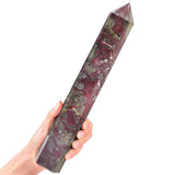 AMOYSTONE obelisco jaspe sanguíneo para meditación y serenidad.