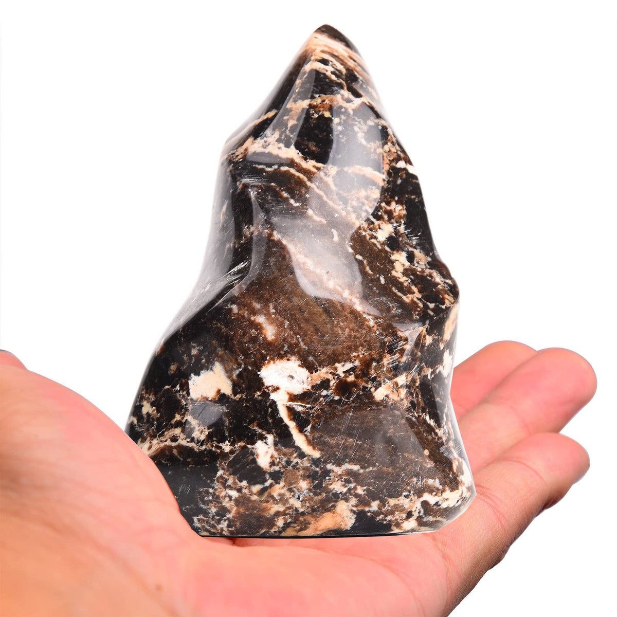 AMOYSTONE Ópalo Negro: torre en forma de llama para meditación y visualización.