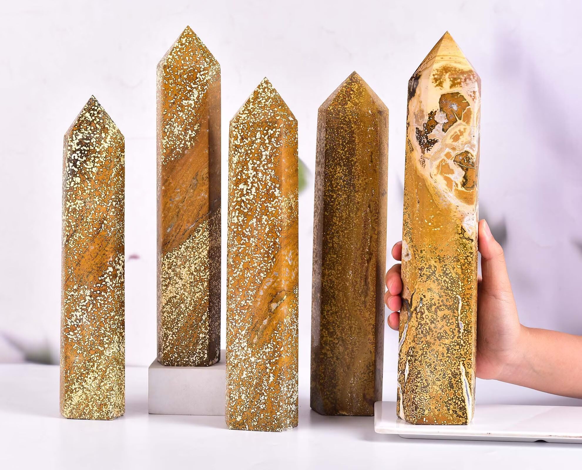 AMOYSTONE varita de jaspe amarillo, ideal para colección y decoración consciente.