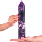 AMOYSTONE torre de ágata musgo morada para meditación y equilibrio energético en casa.