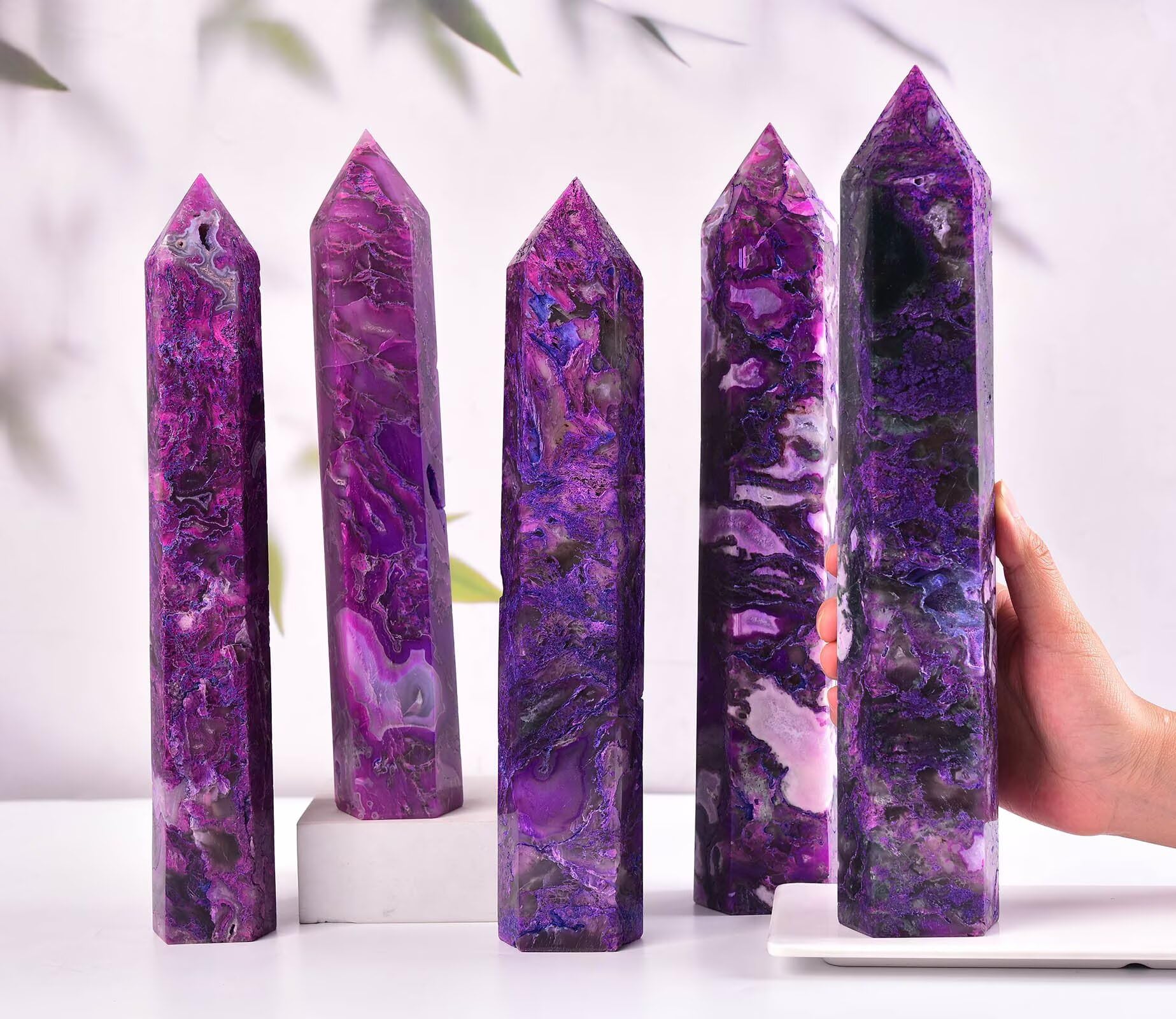 AMOYSTONE torre de ágata morada para colección de cristales y regalo especial.
