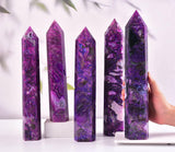 AMOYSTONE torre de ágata morada para colección de cristales y regalo especial.