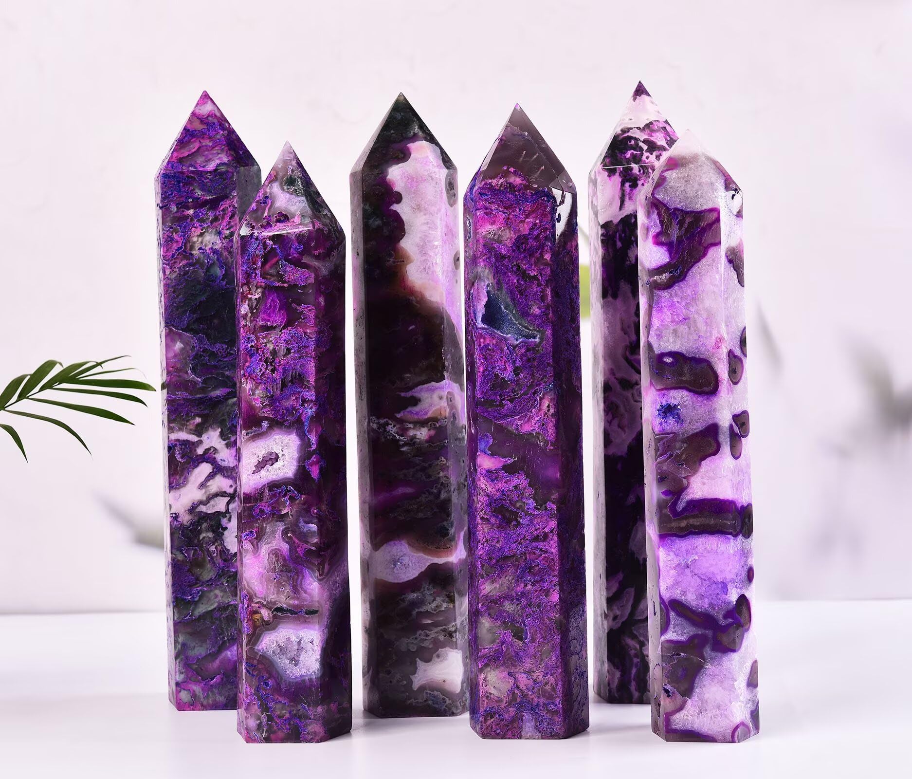 AMOYSTONE torre de ágata morada para regalo significativo a amantes de cristales.