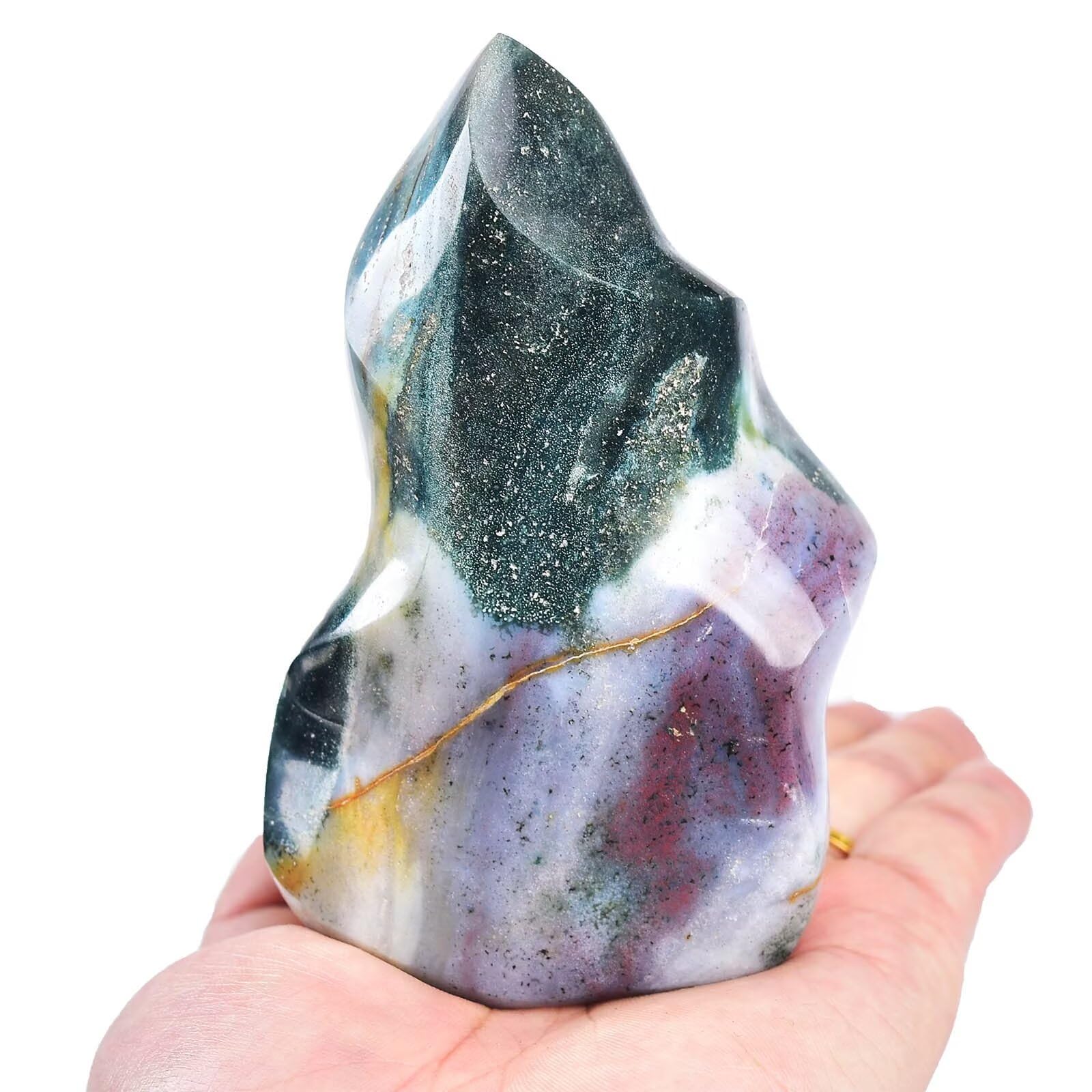 AMOYSTONE torre llama jasper oceánico, decorativa y energizante para el hogar