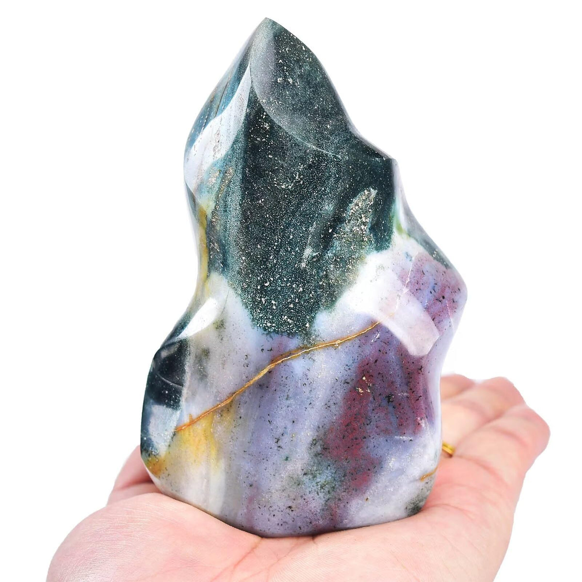 AMOYSTONE torre llama jasper oceánico, decorativa y energizante para el hogar