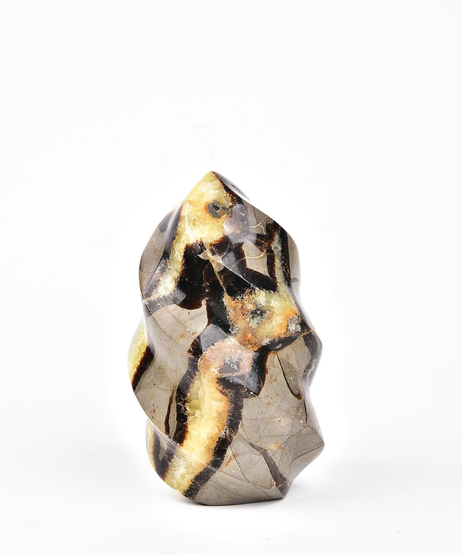 AMOYSTONE Torre septaria en llama, ideal para meditación y armonía.