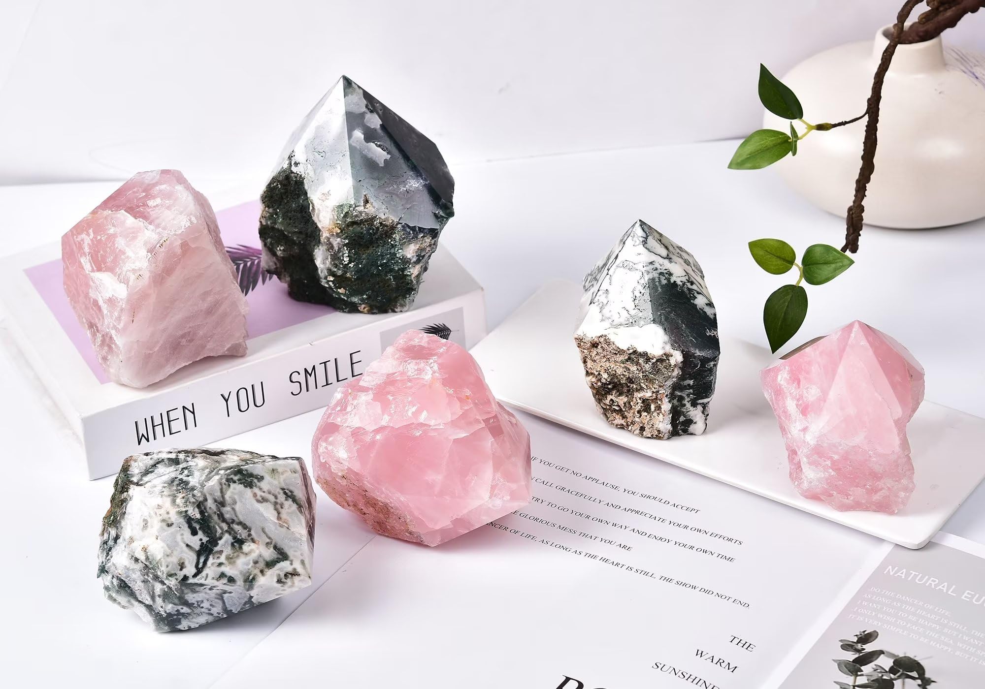AMOYSTONE varita ágata musgo, regalo perfecto para amantes de la geología.