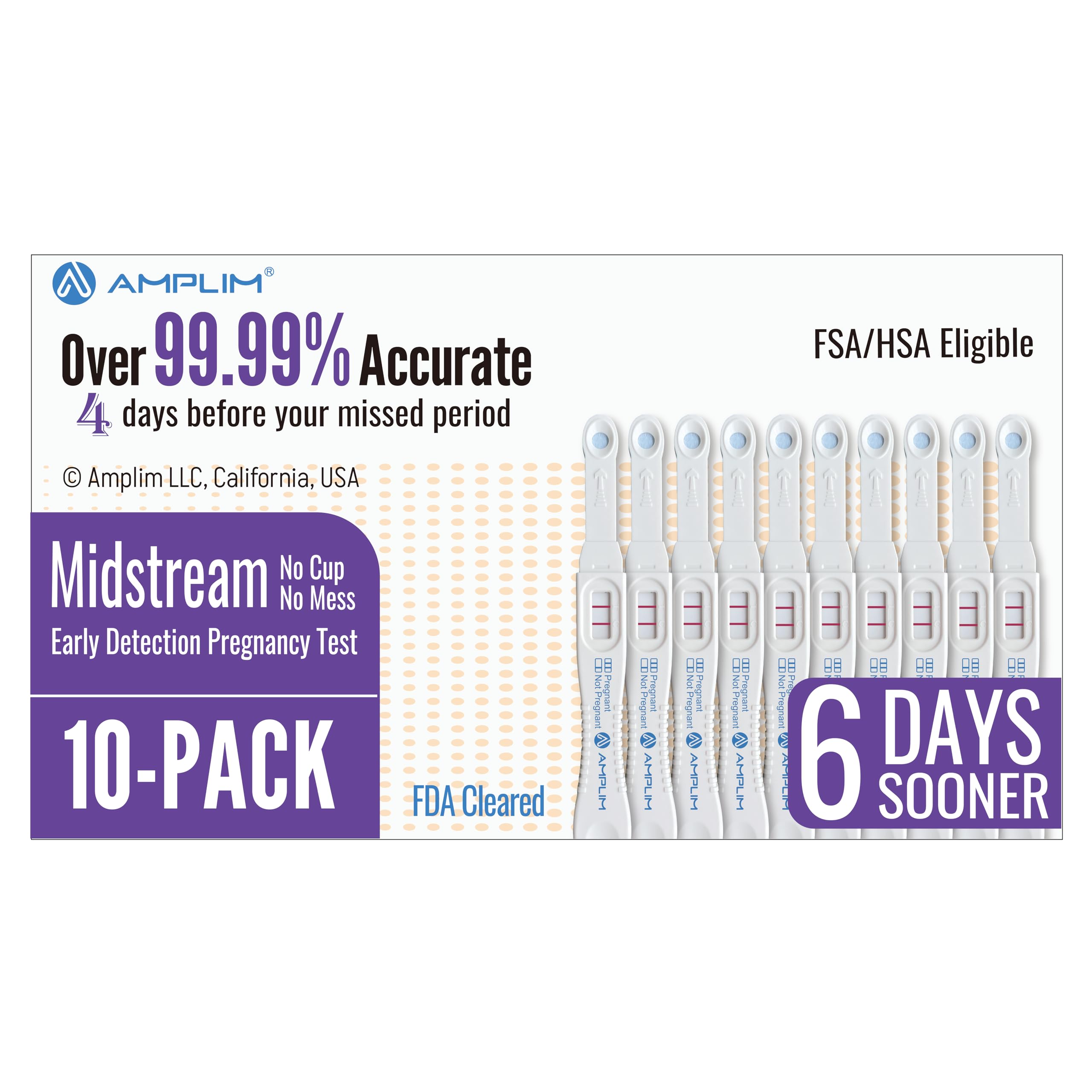 Amplim Midstream envase práctico para prueba de embarazo, fácil de almacenar.