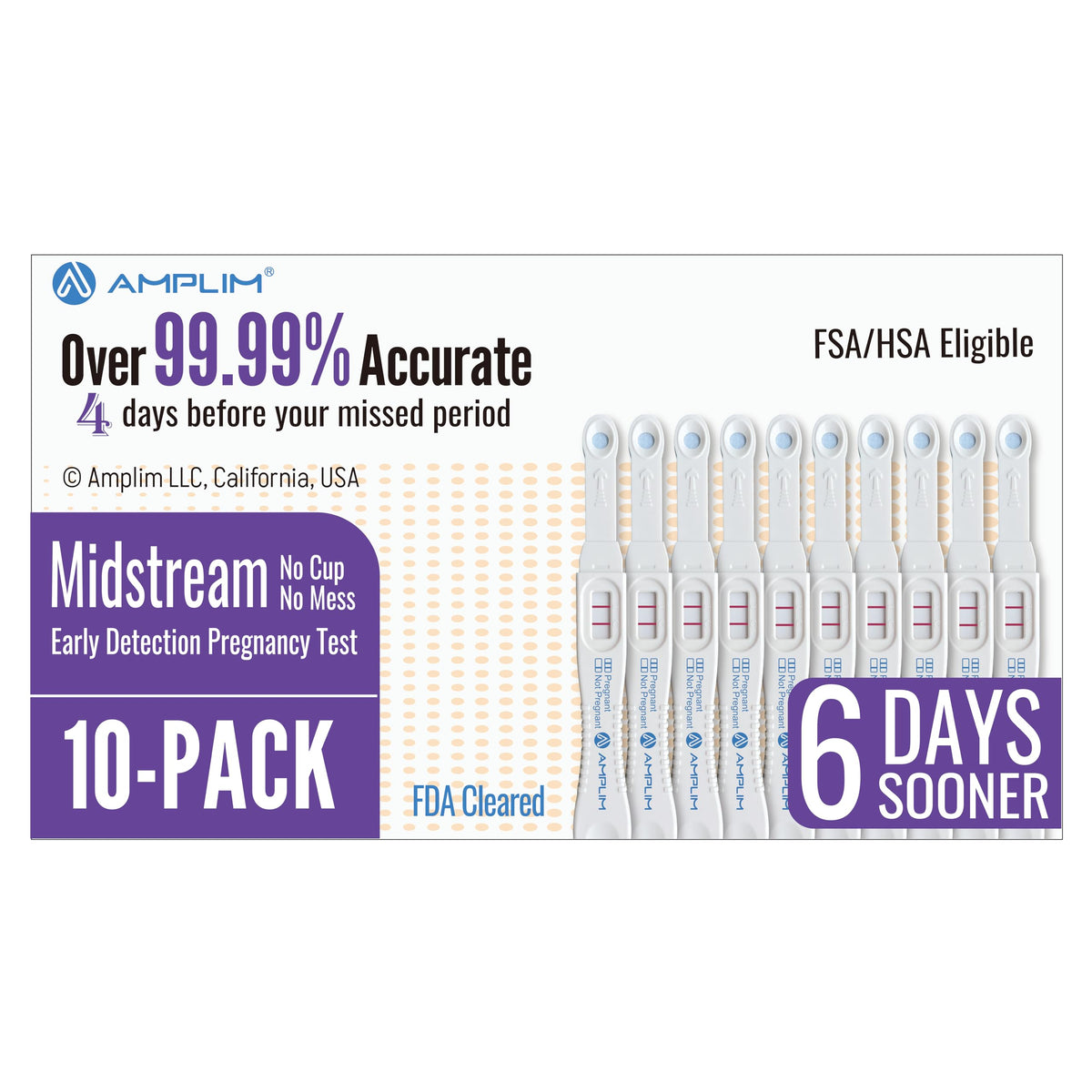 Amplim Midstream envase práctico para prueba de embarazo, fácil de almacenar.
