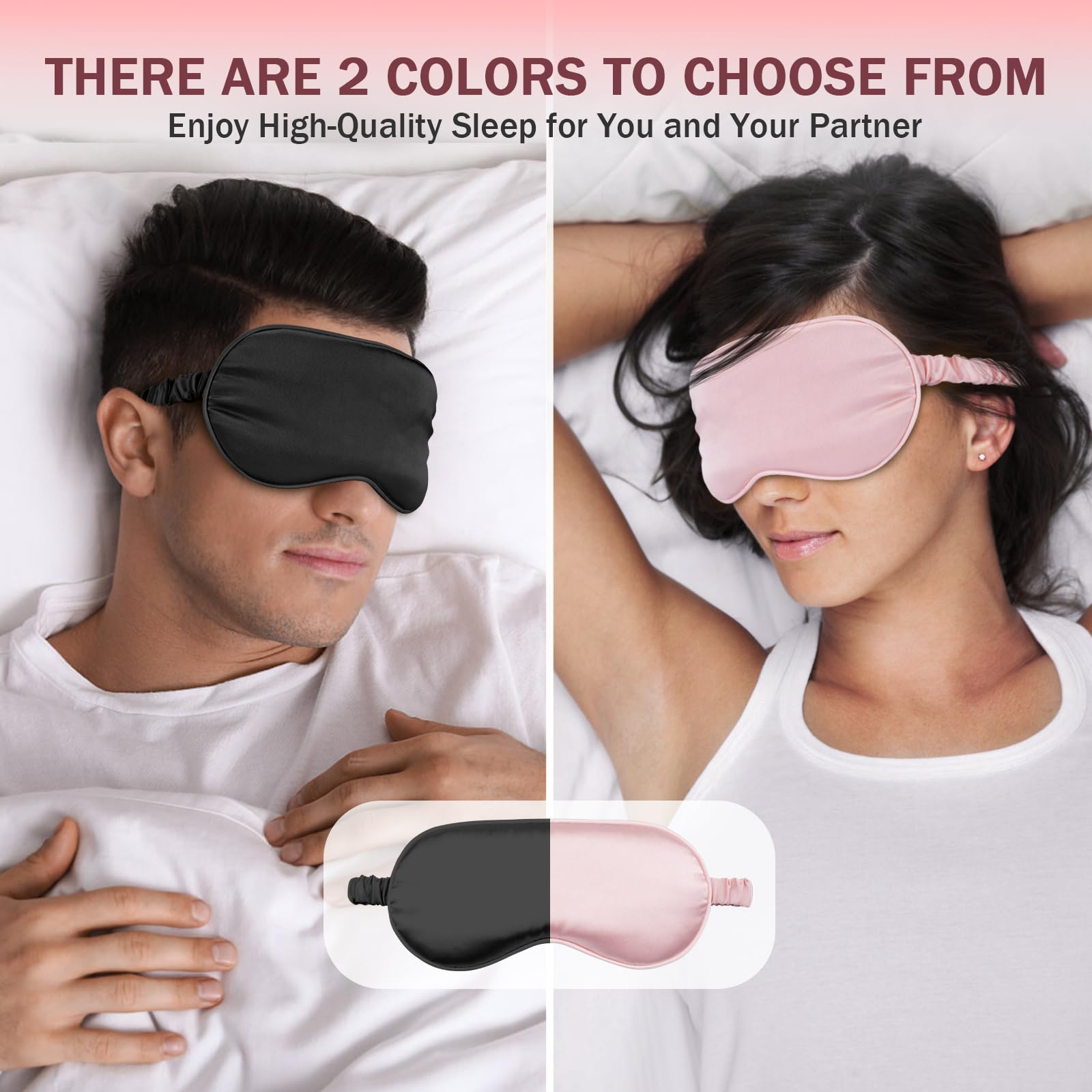 Mascarilla Amrules rosa y negra: regalo ideal para relajarte y dormir mejor.
