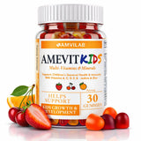AMVILAB Amevit Kids Gummy frente al envase, apoyo diario para niños.