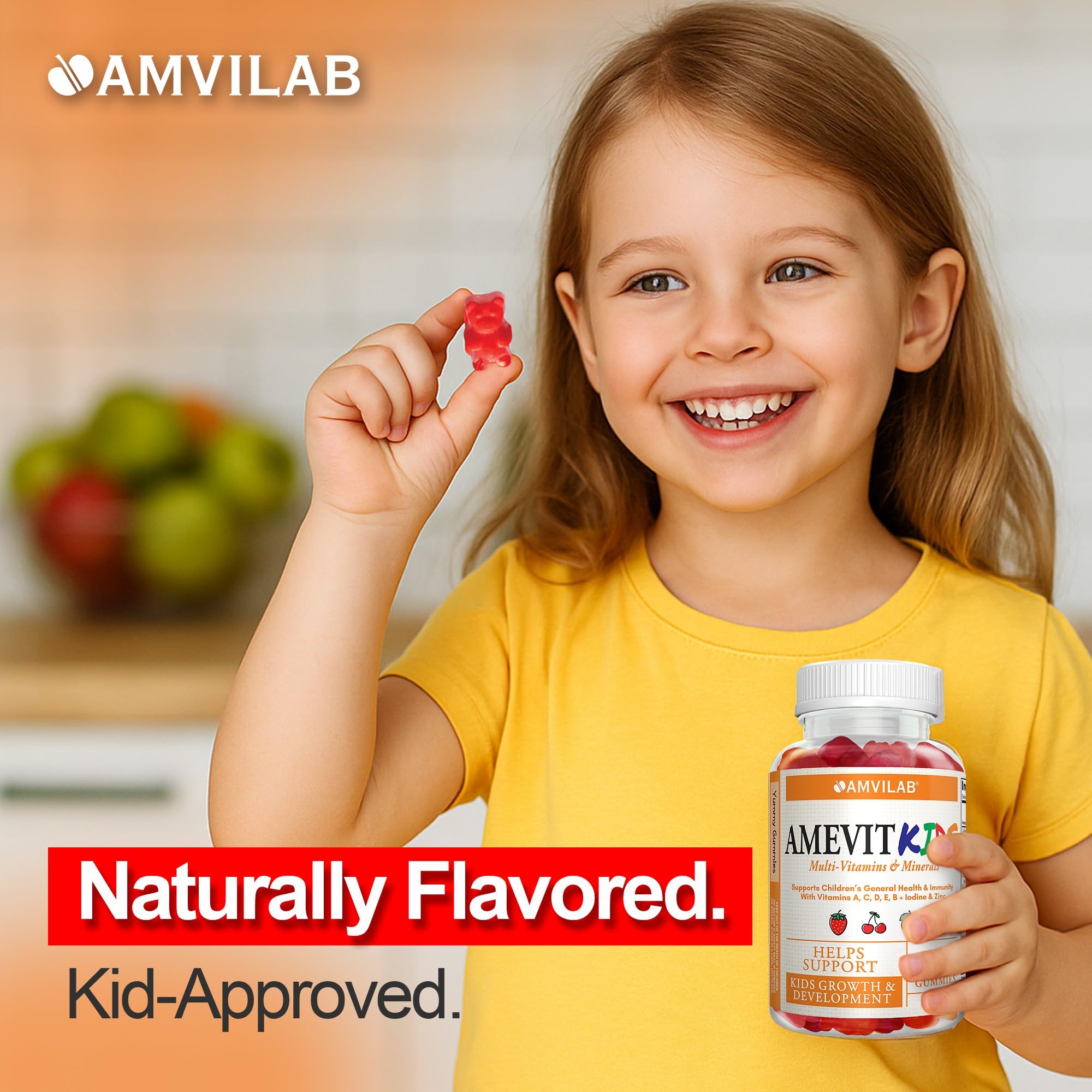 AMVILAB Amevit Kids Gummy, textura suave que facilita la masticación.