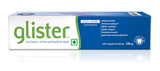 Amway Glister Pasta Dental, textura crema, cepillado suave y aliento fresco.