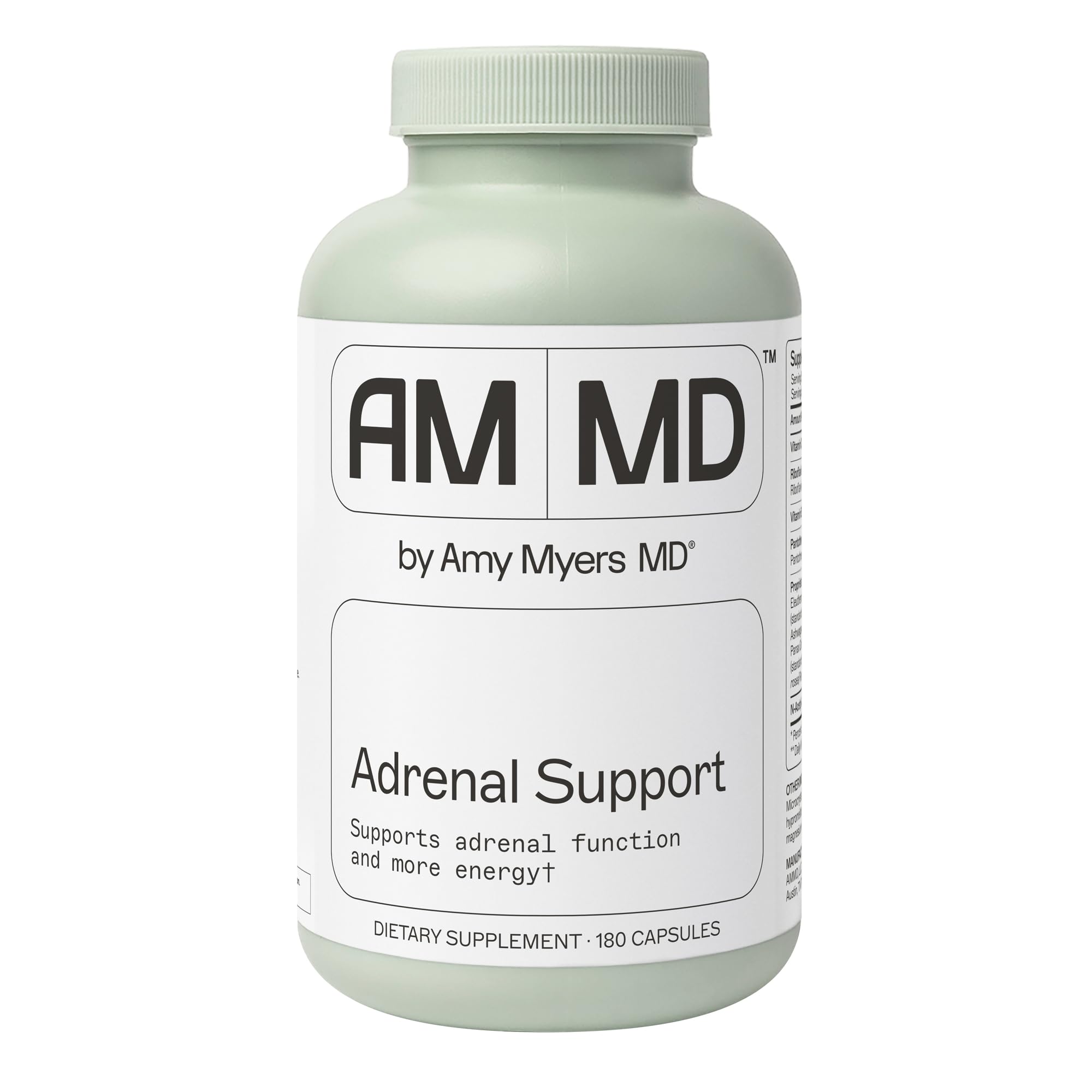 Amy Myers MD Adrenal Support, botella vertido para energía diaria
