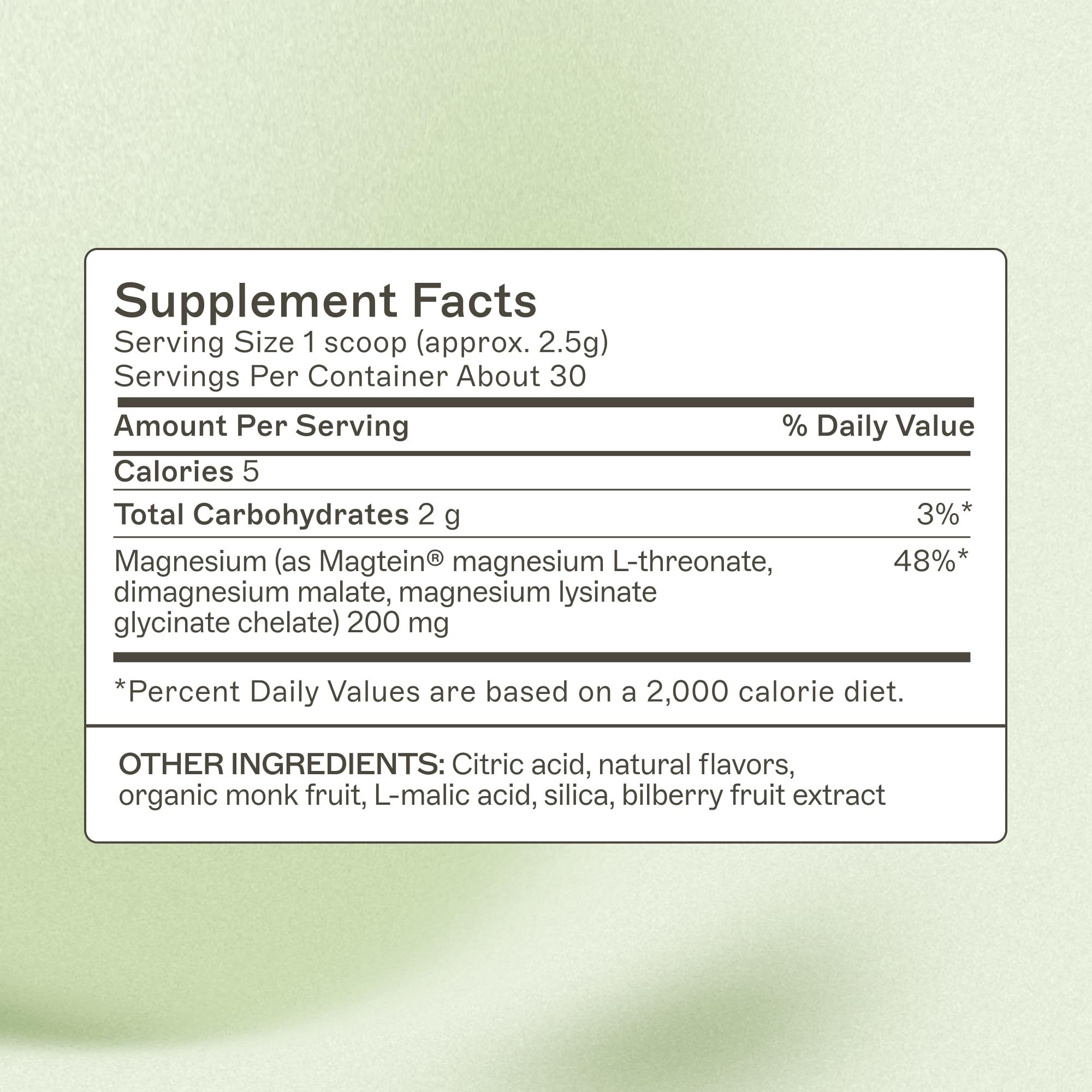 Amy Myers MD NeuroCalm Mag, etiqueta de ingredientes que muestra las tres formas de magnesio.