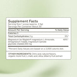Amy Myers MD NeuroCalm Mag, etiqueta de ingredientes que muestra las tres formas de magnesio.
