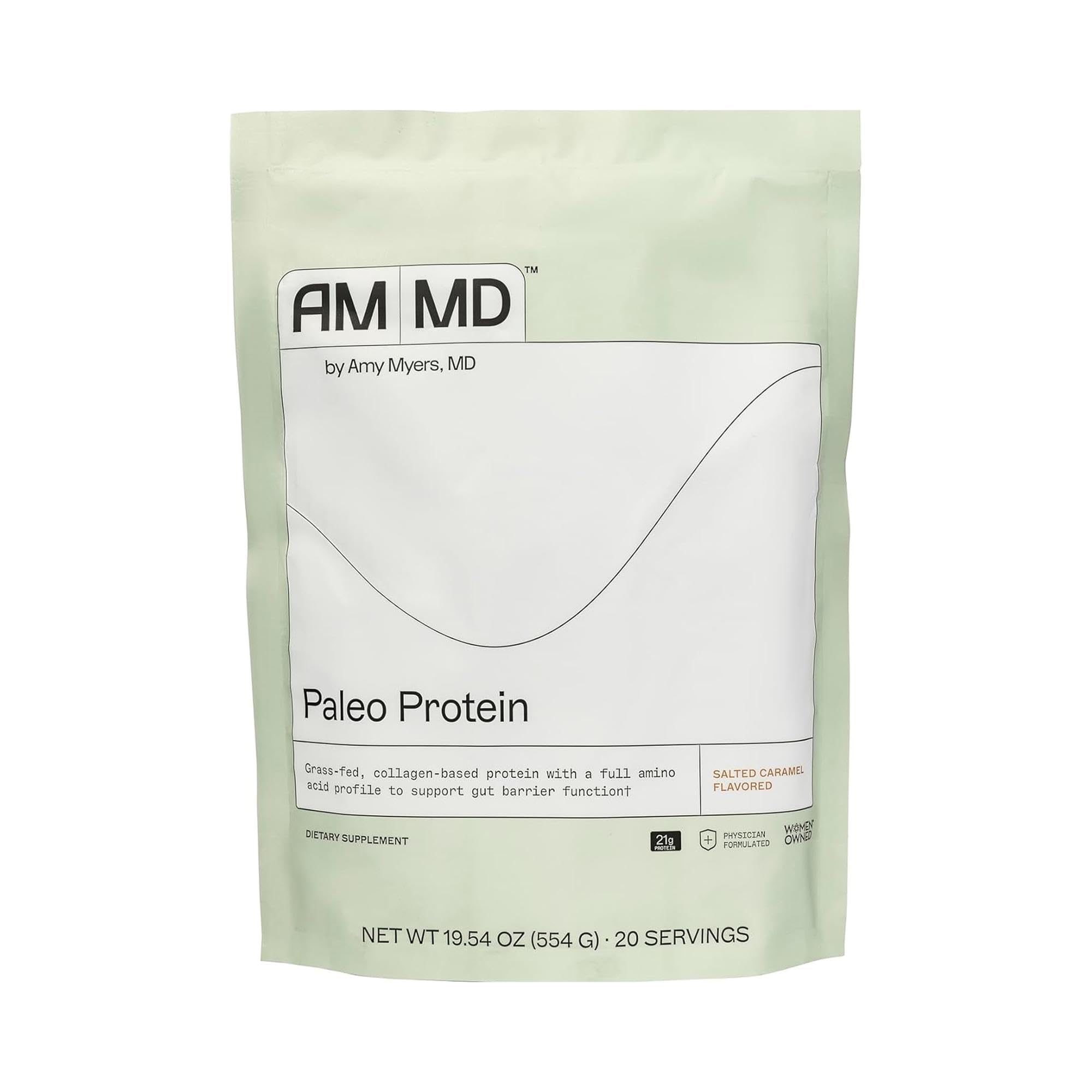 Amy Myers MD Paleo Protein Powder en lata, sabor caramelo salado para nutrición diaria