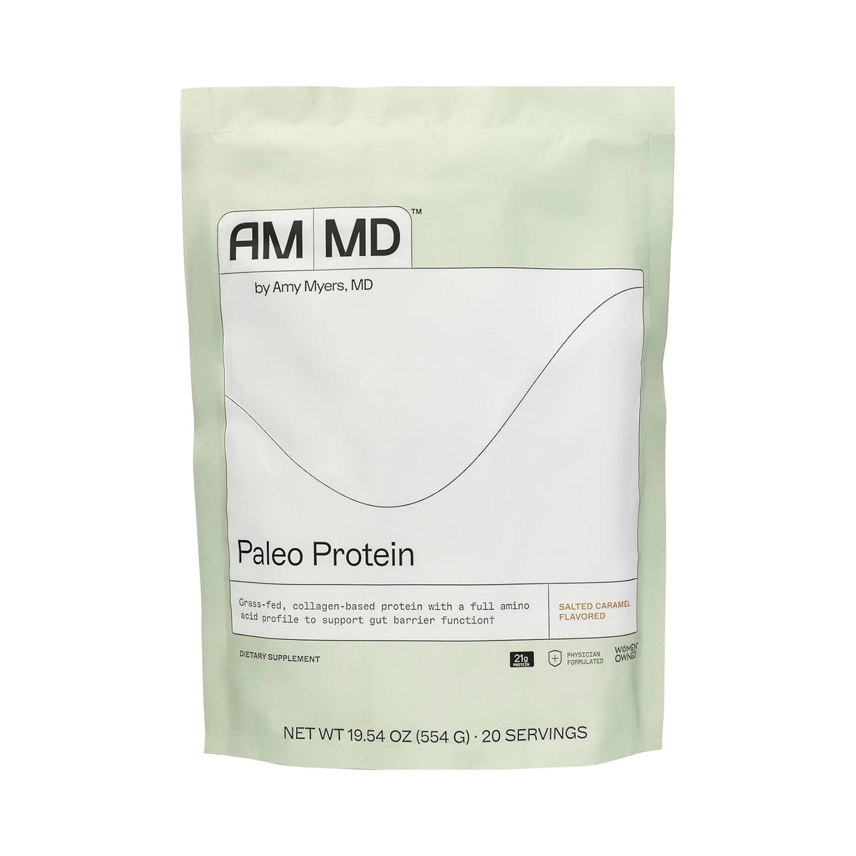 Amy Myers MD Paleo Protein Powder en lata, sabor caramelo salado para nutrición diaria