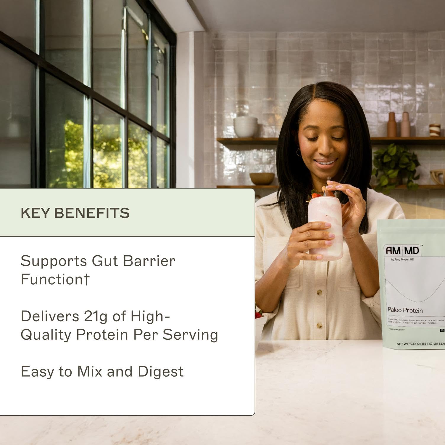 Amy Myers MD Paleo Protein Powder sin gluten y sin lácteos para diversas dietas