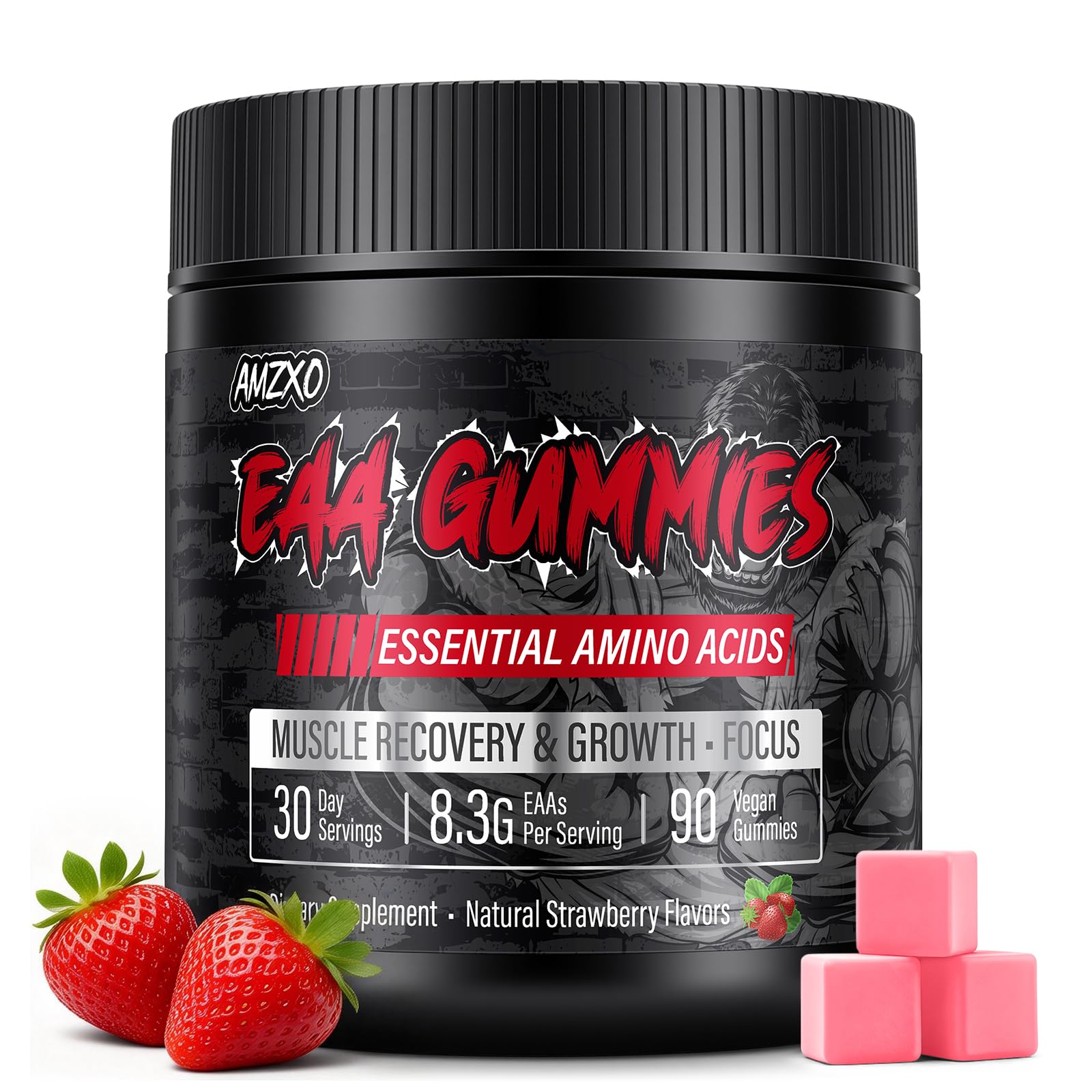 AMZXO EAA Gomitas, bote de 8300 mg, apoyo a la recuperación muscular tras entreno.