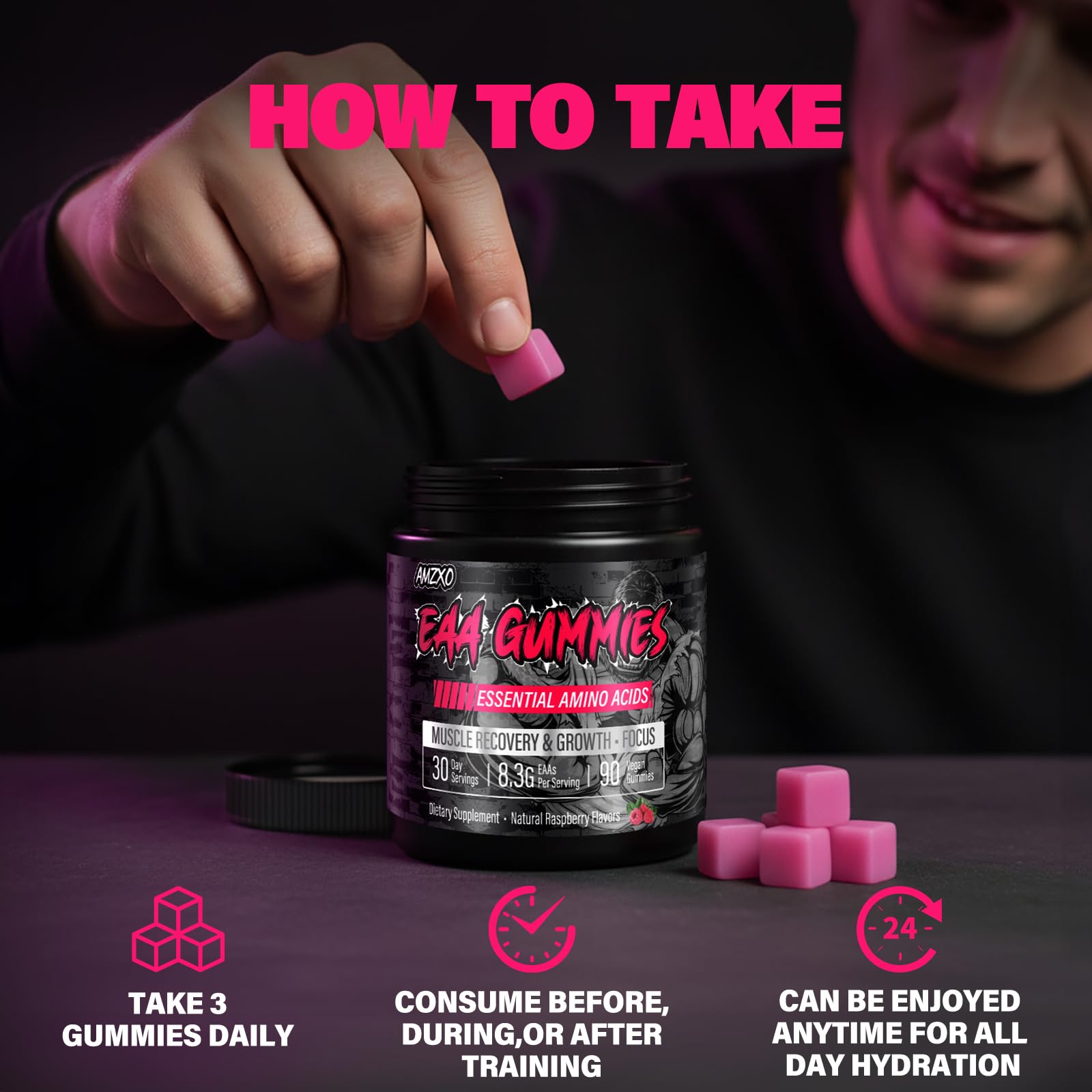 AMZXO EAA Gomitas – alta calidad y seguridad, sin gluten ni colorantes.