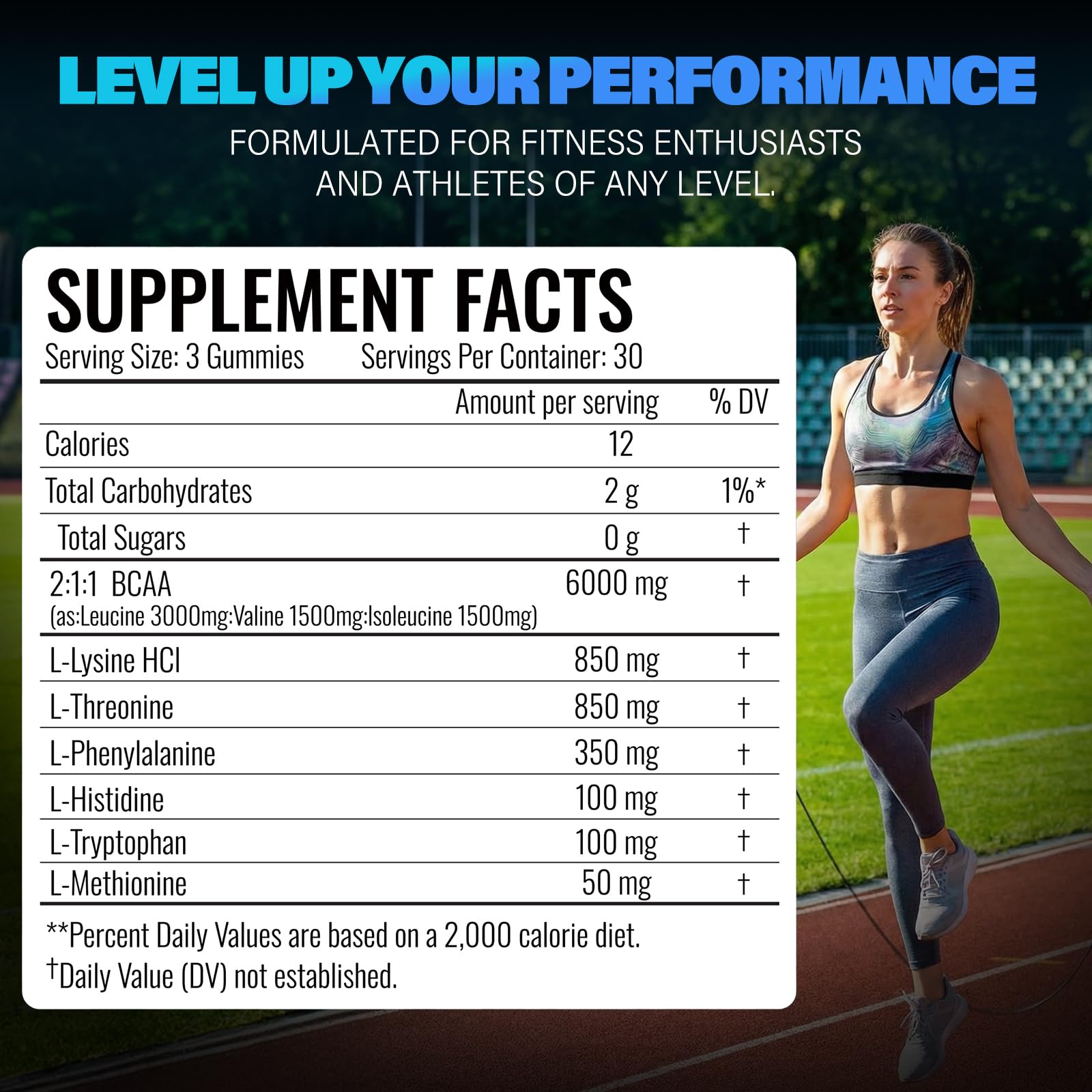 AMZXO EAA Gummies complemento diario para entrenamientos, ideal para estilo de vida activo.
