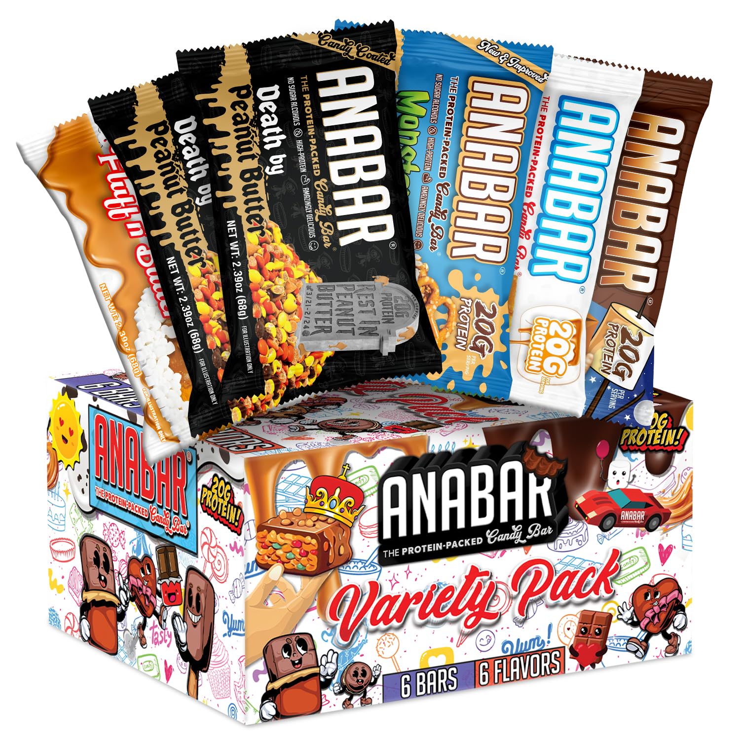 Barra Anabar en caja original de variedad, snack proteico para cualquier momento.