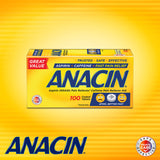ANACIN dosis 400 mg de aspirina y 32 mg de cafeína para dolor.