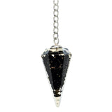 Péndulo ANAYA AGATE obsidiana negra visto de frente para divinación y meditación