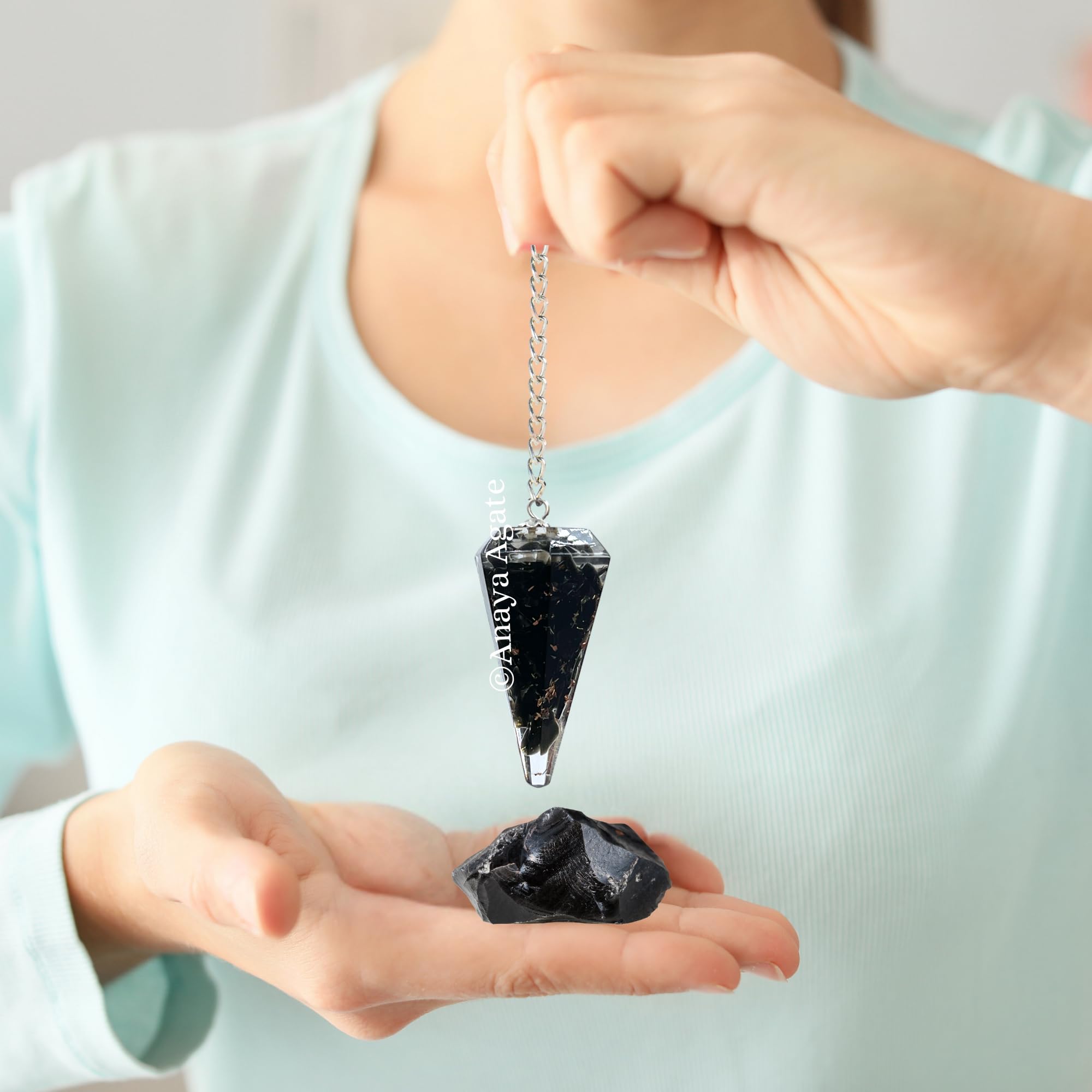 Funda de almacenamiento elegante para pendulo ANAYA AGATE obsidiana negra