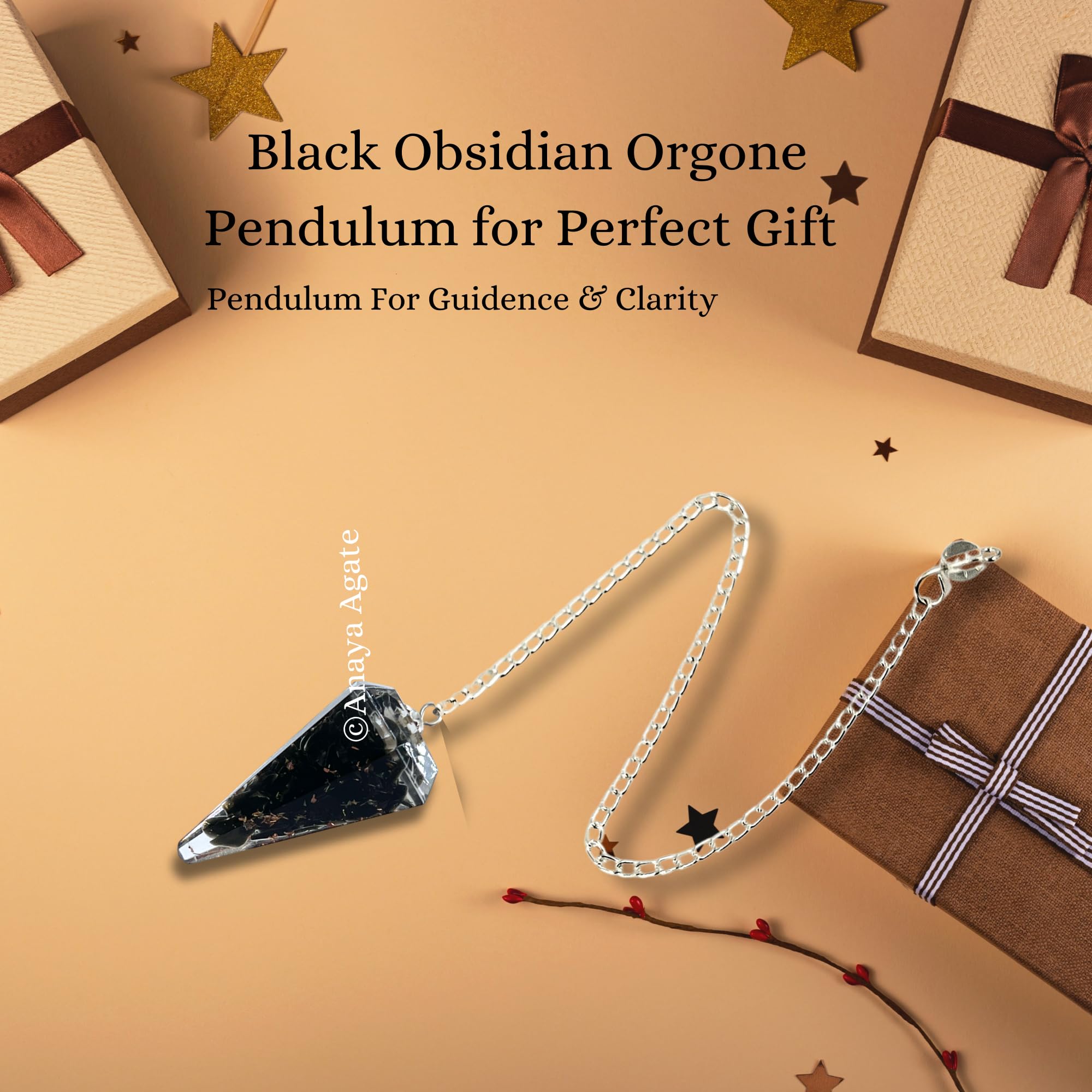Regalo ideal ANAYA AGATE pendulo de obsidiana negra para quien busca claridad