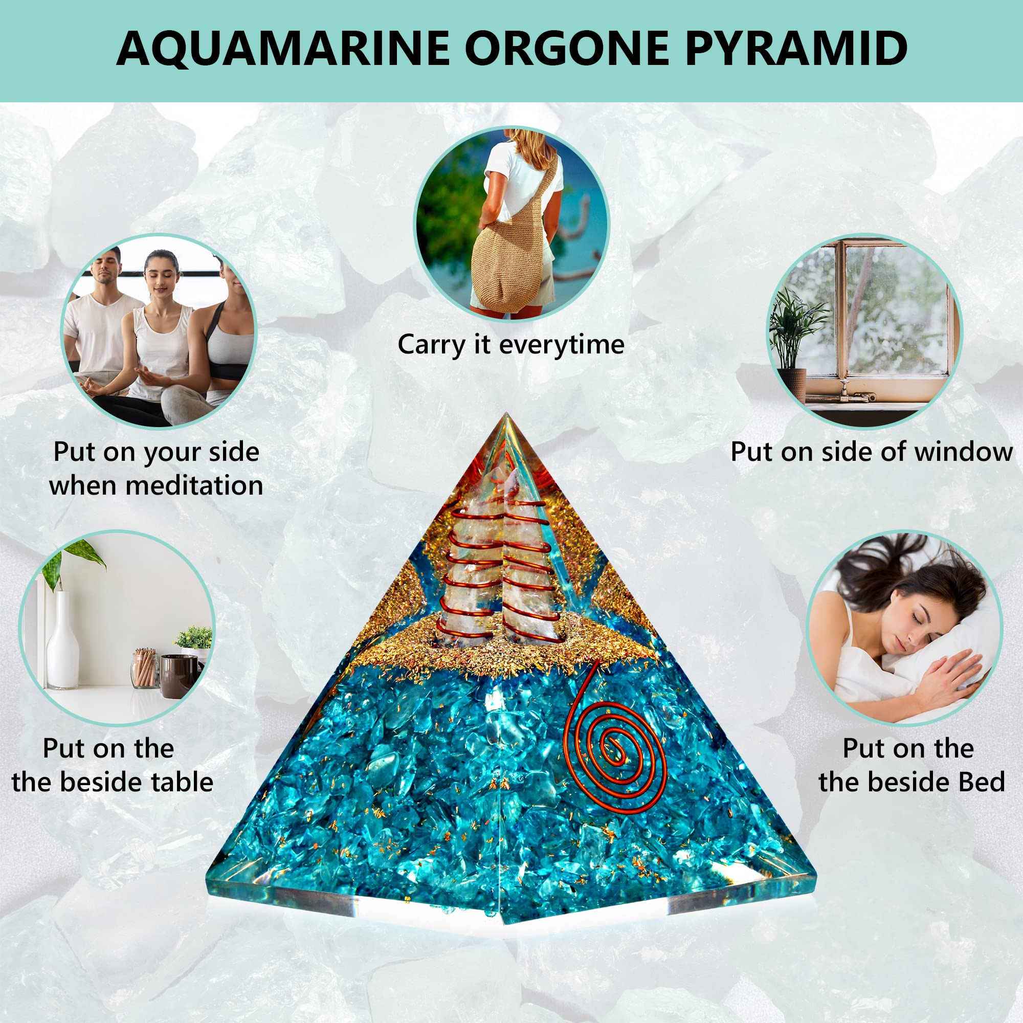 ANAYA AGATE pirámide aguamarina para relajación y tranquilidad