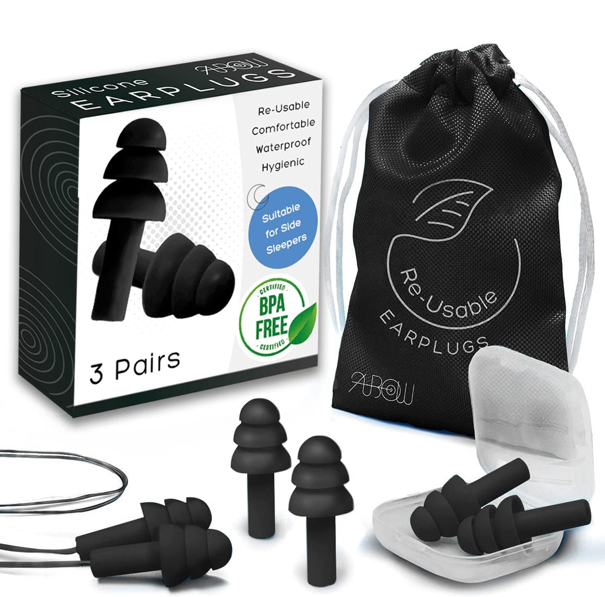 ANBOW tapones de silicona para dormir reducen ruido para sueño tranquilo