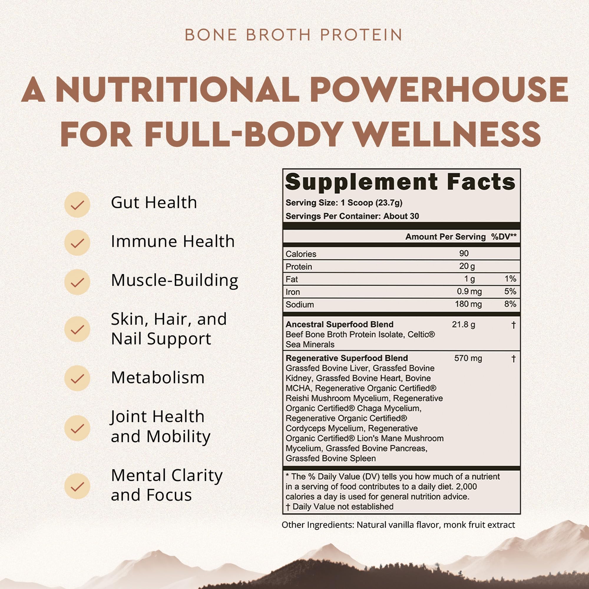 Ancestral Supplements Caldo de hueso con organos y hongos, base nutritiva