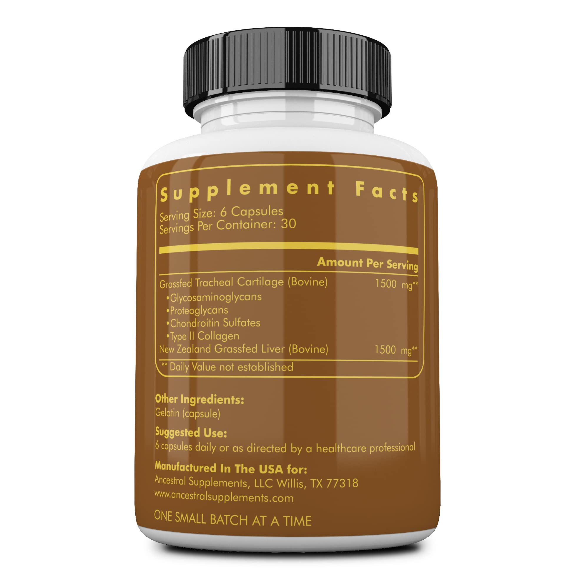 Ancestral Supplements: cartílago traqueal, apoyo a articulaciones y movilidad.