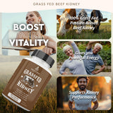 Etiqueta del riñón de vaca Ancestral Supplements con información de pureza.