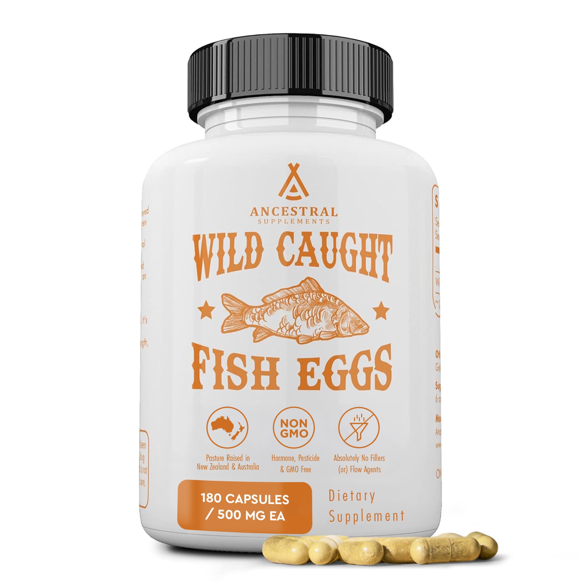 Ancestral Supplements huevas de pescado salvajes en bote de cápsulas para soporte nutricional diario