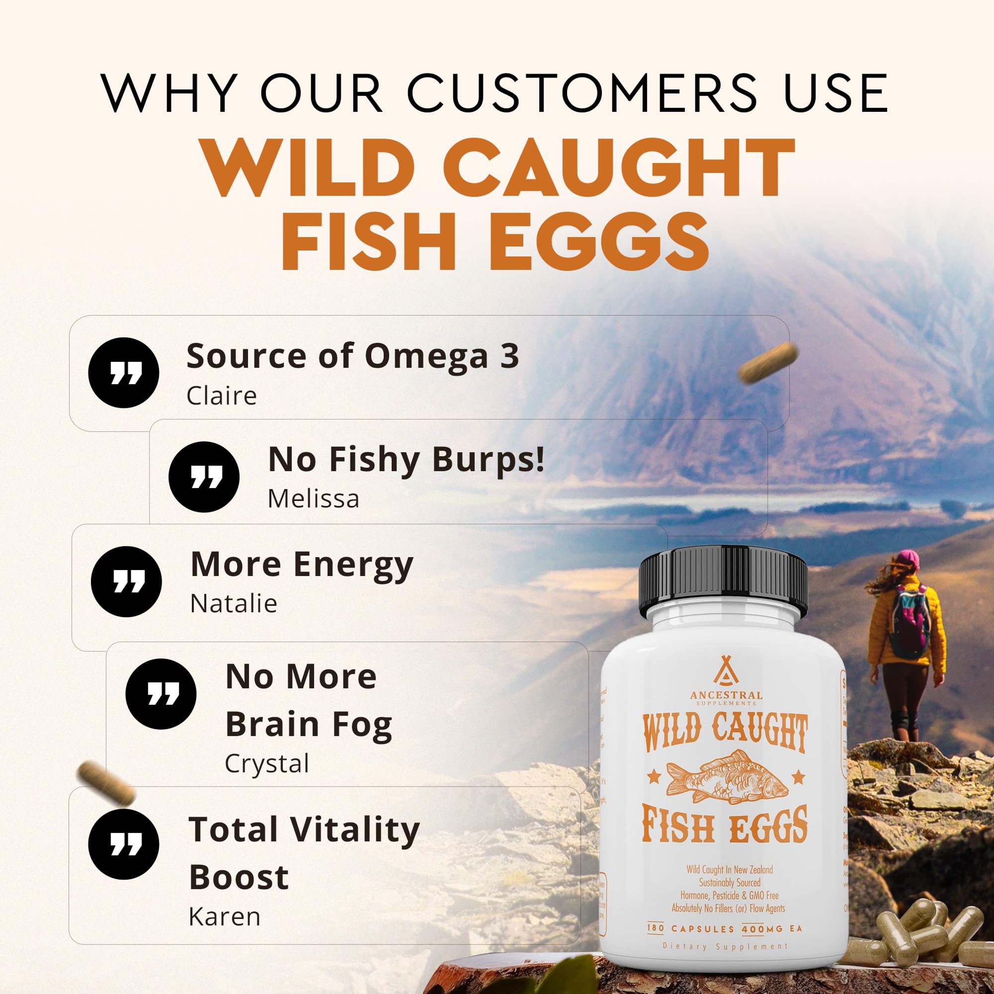 Ancestral Supplements capsulas-diarias huevas de pescado salvajes para apoyo diario