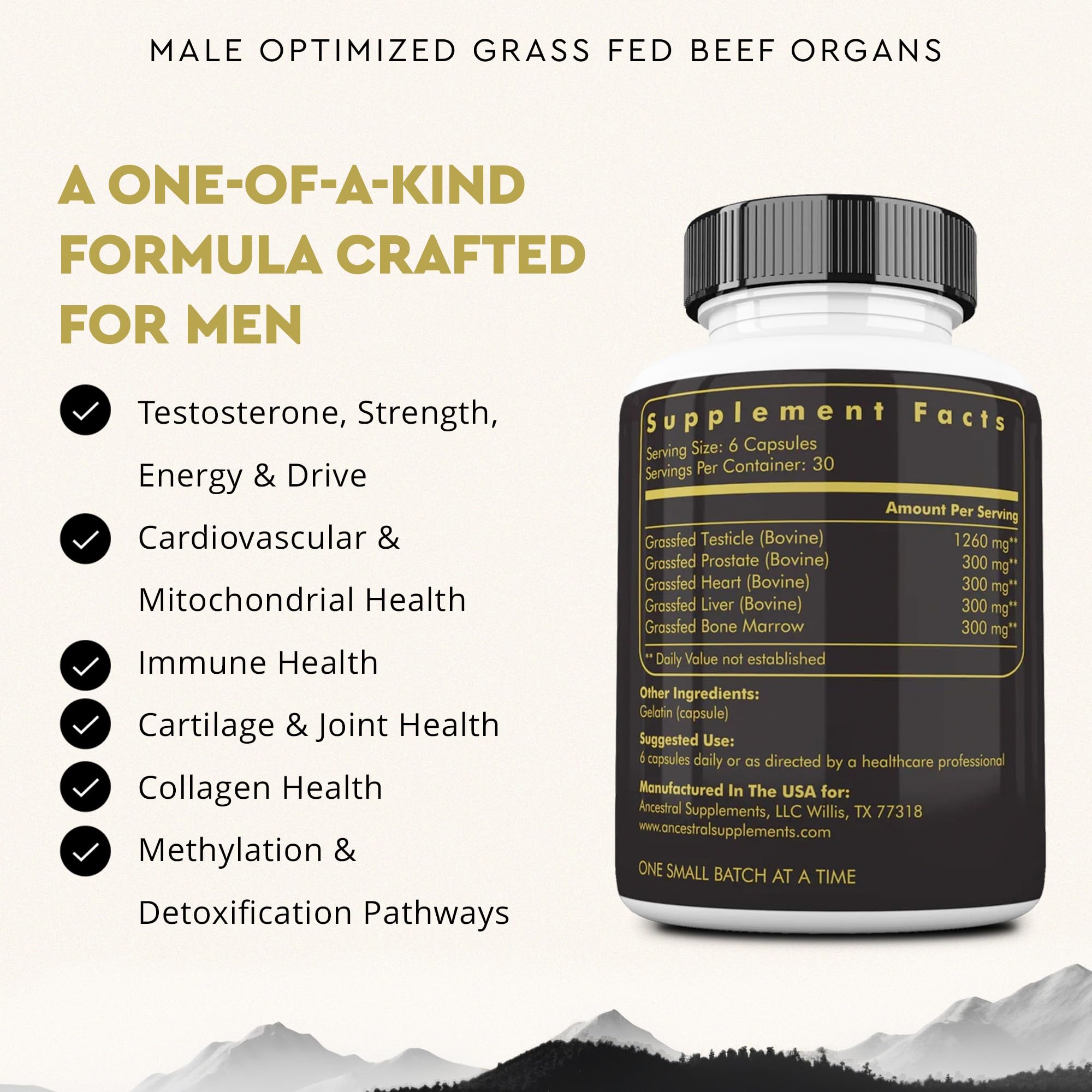 Ancestral Supplements Mofo cápsulas Corazón: nutrientes para energía y función cardíaca.